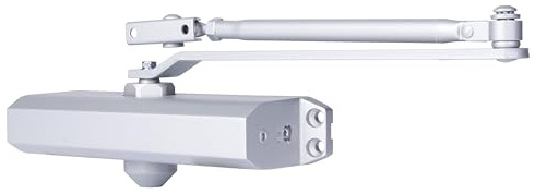 BRINKS Commercial - Heavy Duty Commercial Door Closer, Aluminum Finish - Adjustable from Size 1 to Size 5 with a 180-Degree Opening Range