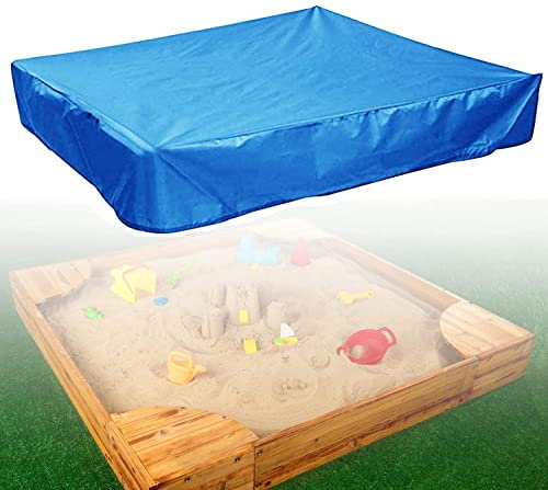 COOSOO Sandbox Cover Waterproof Dustproof UV Protection Square Sandpit Pool Cover with Drawstring Avoid the Sand and Toys Contamination,180x180cm Oxford Cloth Blue Outdoor Furniture Garden Cover