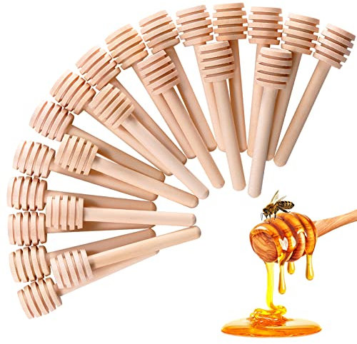 30 Pcs Honey Dipper Sticks, 3 inch Mini Wooden Honeycomb Stick, Small Honey Spoons Stirrer Stick for Honey Jar Dispense Drizzle Honey and Wedding Party Favors Gift
