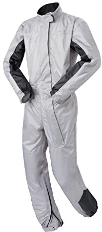 Regenkombi Motorrad Herren & Damen, Wasserdichter & Winddichter Regenanzug, Motorrad Regenbekleidung & Fahrrad Regenbekleidung, Silber, Größe M