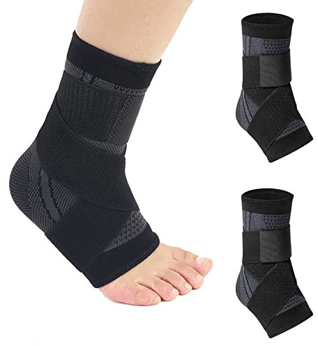 2 Stück Einstellbar Sprunggelenkbandage, Bandage Fußgelenk, Elastische Fußbandage Atmungsaktiv Knöchelbandage Schwachen Gelenken Verstauchtem Gelenks und Arthritis Sport schützen Fußgelenkbandage (XL)
