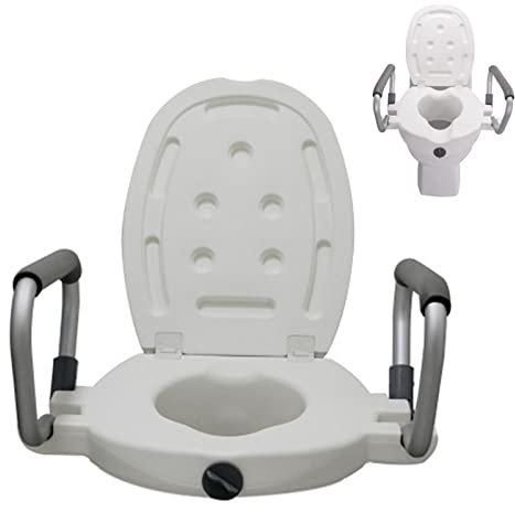 Erhöhter erhöhter Toilettensitz mit Armlehnen Leicht zu tragender Toilettensitzerhöhung für ältere Menschen mit Deckel, Behindertenhilfen Erhöhter Toilettensitz, Mobilitätshilfe für ältere Schwanger