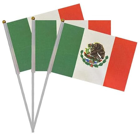 20 Piezas de Banderas de manivela de México para el día Nacional, México Mini Bandera portátil, Bandera México, Pequeña Bandera México, Mini Bandera México