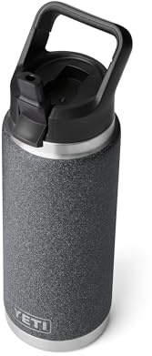 YETI Rambler 26 oz Bottle, Vacuum Insulated, Stainless Steel with Straw Cap, Black Stone