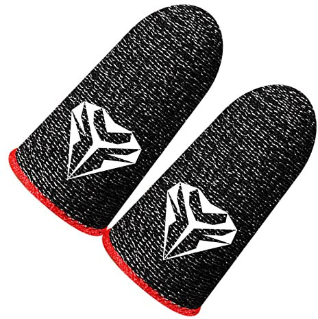 UxicRuya Manchon de Doigt de Jeu Respirant, 2 Pièces, Contrôleur de Jeu, Manchon de Pouce Anti-Transpiration pour Jeu Mobile Non, Rouge