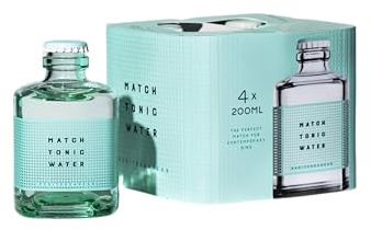 MATCH TONIC WATER Mediterranean, Optimum Match for Gins and Vodkas, Notes of sage, Basil and Rosemary, Low Sugar Content, 100% Recycled Material, 4 x 200 ml Bottles