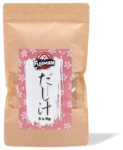 FUJIMAN Dashi Brühe Beutel, küchenfertig | Dashi Paket aus Shiitake & Kombu - japanische Würzbrühe | vegan, glutenfrei, laktosefrei, ohne Geschmacksverstärker (5 x 8 g)