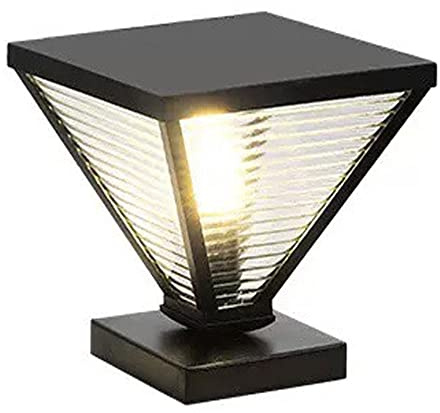 CWVYKNP Column Pillar Lantern Lamp Modern Minimalist Pillar Table Light Cone Post Deck Lighting Cast Aluminium in Black with Clear Glass Panes E27 Socket Posts Outdoor Lighting