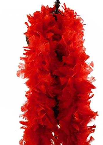 Boa di piume artificiali, splendido boa lungo 2 metri per servizi fotografici, abiti fantasiosi, Halloween, artigianato, giochi di ruolo, Rosso, in