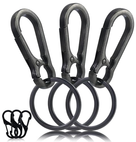 Lot de 3 mousquetons porte-clés en métal, avec mousqueton, pour accrocher dans le sac à dos, clés de voiture, avec 3 mousquetons