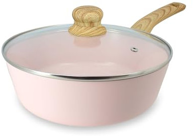 MENASTYL - Sauteuse 24cm avec revêtement antiadhésif céramique (Sans PFAS/Sans PTFE) tous feux dont induction - En Aluminium - Gamme Colorama - Rose - 6020928