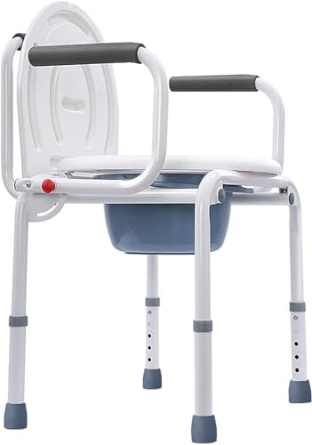 LQDSADRT Silla de inodoro con altura ajustable, alternativa cómoda y segura para inodoro, 5 velocidades, ajuste de altura, silla de ducha con cubo extraíble, 659245