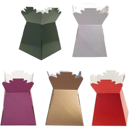 Floralcraft Xmas Mix Hand-Tied Vase Florist Bouquet Box, Presentation/Transporter Box/Flower Plant Aqua Boxes, (Pack of 20, Red, Purple, Dark Green, Metallic Gold, Metallic Silver)