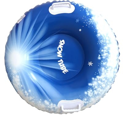 JIEBWCHA Inflatable Snow Tube Sled 80x80x25cm Heavy Duty Inflatable Snow Sled With Handles Inflatabled Heavy Duty WinterSnow Tube For Activities Adventure Fishing Beach Outdoors Parks Sledding Skiing