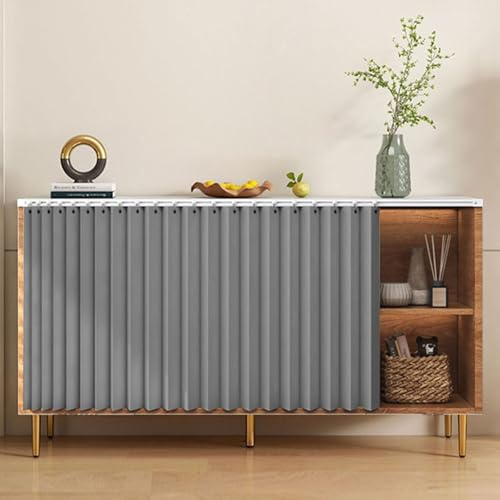 Tenda per la privacy per armadi, pieghevole, scorrevole, con binario adesivo, ideale per scaffali/scrivanie/sottopiano (100 x 60 cm)