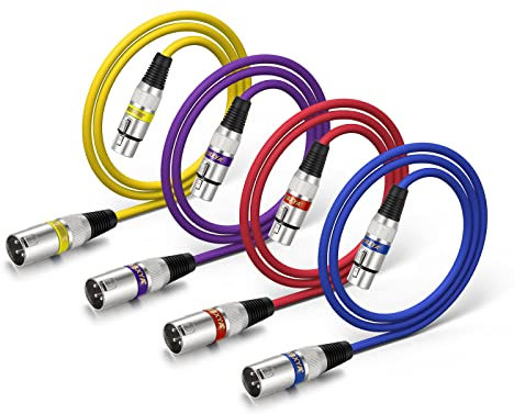 EBXYA XLR-Kabel Mikrofonkabel 1M 4 Packungen symmetrischer Stecker auf Buchse XLR-Patchkabel für PA-System, Studiorecorder, Verstärker, Mixer