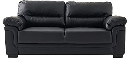Panana Modern 3 Seater Sofa Faux Leather Comfortable Sofa Couch Settee Suite Chair Living Room Reception Room Black