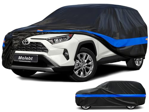 Molebt SUV Car Cover Waterproof All Weather for Automobiles, Universal Fit Hyundai Santa Fe/Tucson, Jeep Cherokee, Toyota RAV4, Volkswagen Tiguan, Ford Edge, Nissan Murano, Mazda CX-5 etc.