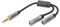 DIGITUS Adattatore per Cuffie Stereo - 2X Prese da 3,5 mm a Jack da 3,5 mm - Adattatore per Microfono, Cuffie - 0,2 m - Nero - per Smartphone, Computer, Laptop, Controller di Gioco