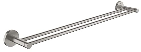 GROHE Start - Doppel- Badetuchhalter (Stichmaß 600mm, Material: Metall, inkl. Schrauben und Dübel), supersteel, 41203DC0