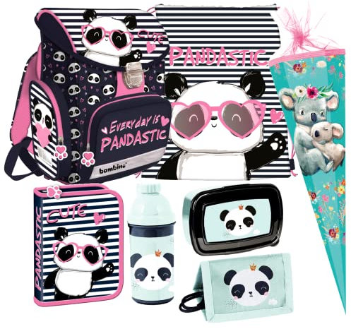 Panda Bär 7 Teile Set Schulranzen Ranzen TORNISTER Federmappe Schultüte 85 cm Koala mit Sticker-von-Kids4shop Schulrucksack