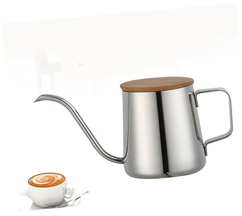 ABOOFAN Ensemble de Cafetière 350 Ml avec Double Bouilloire en Acier Inoxydable Et Couvercle en Bois pour La Maison Et Le Bureau