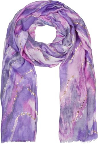 styleBREAKER Damen Schal Wasserfall Farbverlauf Muster mit Metallic Details, Leichtes großes Tuch mit kurzen Fransen 01016227, Farbe:Flieder-Rosa