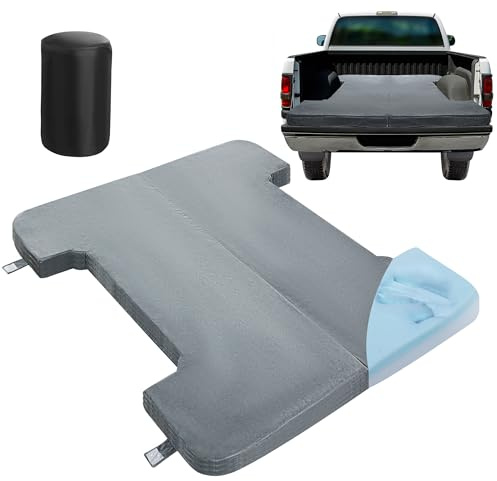 HOMBYS Memory Foam Truck Bed Mattress for 6ft to 6.5ft, Foldable 2.5 Thickness Full Size Truck Bed, Pick Up Mattress for Tent Camping, Grey