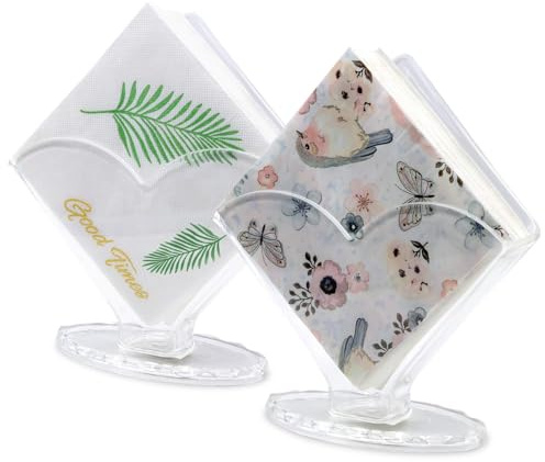 Cocktail Napkin Holder 2 Pack, Acrylic Clear Coffee Filter Holder, Modern Design, Decorative Caddy Holder for Tables and Kitchen Decor