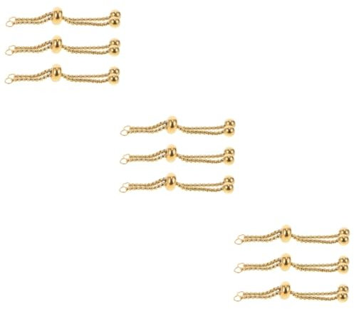 STOBOK 9piezas Cadenas Extensibles Para Pulseras Ajustables Acero Inoxidable Con Esferas Para Fabricación De Joyas De Color Dorado