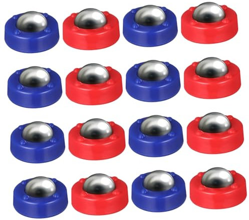 DIKACA 16 Teiliges Tischspiel Set Shuffleboard Mit 8 Blauen Und 8 Roten Rollern Ideales Curling Spiel Für Partys Und Freizeit Spaß Für Die Ganze Familie
