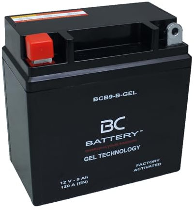 BC BATTERY Batteria Avviamento Moto al GEL 12V 9Ah BCB9-B-GEL Moto&Scooter, esente da manutenzione sigillata precaricata simile a YB9-B
