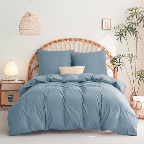 WAVVE - Set di biancheria da letto con copripiumino 200 x 200 cm, con chiusura a cerniera, 2 federe 65 x 65 cm, parure da letto per 2 persone per letto 140 x 190 cm, 160 x 200 cm, in microfibra lavata