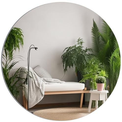 TSKDKIT Espejo de pared grande de 50 cm, redondo, autoadhesivo, espejo de pared decorativo HD, espejo sin marco, para invitados, baño, vestidor, salón, etc