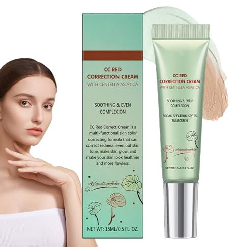Crema Correctora De Color Para El Rostro, 15 Ml Crema Correctora CC Red Correction Cream, CC Rojo Correcto Con Centellas Asiática, Corrección De La Cara CCcrema, Cubierta De Tez Perfector Y Corrector