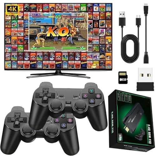ScriMemo 2026 Upgraded Retro Game Stick Console - Video Game Console with 21,000+ Games, Enhanced Dual 2.4G Wireless Controllers, Plug and Play TV Nostalgia Stick, HDMI Output (black)