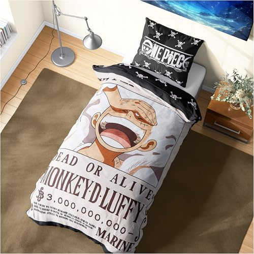 Get Trend One Piece Ropa de Cama Infantil 135x200 cm, Juego de Cama Reversible para Niños y Adolescentes, Funda Nórdica y Funda de Almohada, Regalos Anime (Multi One Piece, Individual)