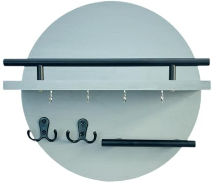 perfk Mensola portachiavi da parete, multifunzionale, rustica, rotonda, per chiavi, organizer, per ingresso, dormitorio, decorazione per la casa, Style G