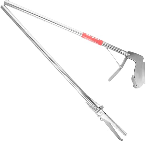 FIXOSHEE Stainless Steel Snake Catcher Clamp Snake Stick Tool for Garden and Outdoor Use Safe Multipurpose Reptile Grabber with Non-slip Grip for Handling and Animals