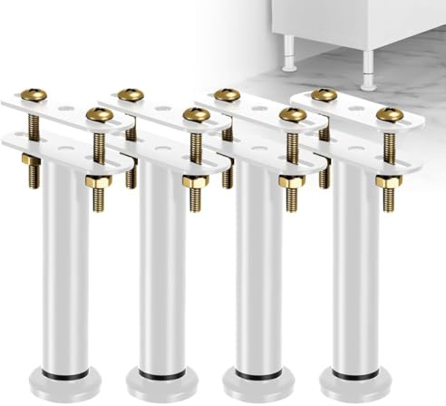 LUPATDY Gambe del Letto Regolabili in Altezza 15 - 25 cm, 4 Pezzi, Set di Rinforzo per Travi Centrali e Rete a Doghe, Robusti Piedini di Supporto per Telaio del Letto (Bianco)