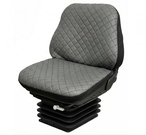 Auto Accessori Lupex - LS32 Housse de siège tracteur universelle - Siège et dossier en PU matelassé, coutures renforcées, protection et confort pour sièges agricoles (gris avec coutures noires)