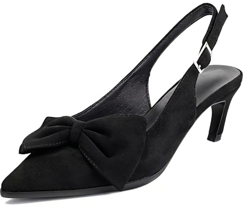 Nero,37 EU,Sandali Tacco Alto Slingback Stampa Leopardo Punta Affusolata Fiocco Estate Scarpe Tacco Kitten Silhouette Elegante Punta Aperta Tacco Sottile Festa Matrimonio Abito Evento Serale