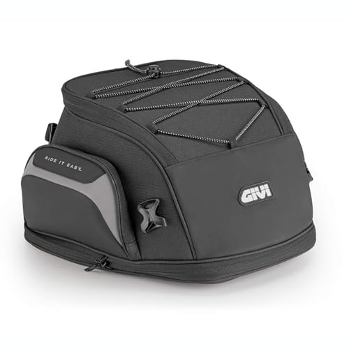 GIVI Borsa da Sella Moto EASY08 19-23L Estensibile con Copertura Antipioggia e Fissaggio a Cinghie - Nero