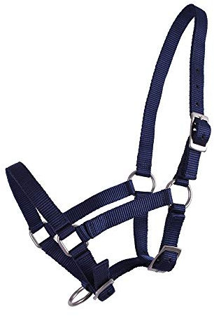 QHP Nylonhalfter Fohlen-Halfter 3fach verstellbar stark (Warmblut-Fohlen, Dunkelblau)
