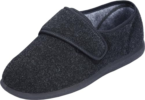Cosyfeet Richie - Charcoal - 11-3H Width - Extra Wide Men's Slippers