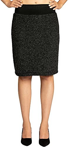 Caspar RO031 Damen Winter Bleistift Wollrock Knielang, Farbe:dunkelgrau, Größe:42