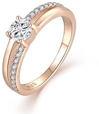 YL Bague Femme Fiançailles Bague Argent Alliance Femme Bague Mariage 925 Femme (Or rose, 56 (17.8))