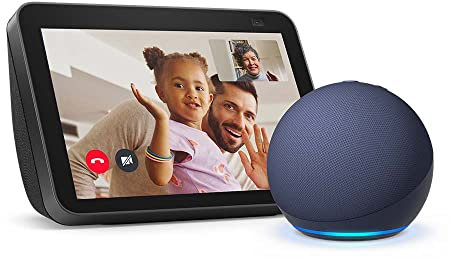 Echo Show 8 (2. Generation, 2021), Anthrazit + Echo Dot (5. Generation, 2022), Weiß