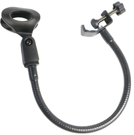 Whamvox Porta Microfono Universale Con Clip C Tipo Supporto Flessibile a Collo Di Cigno 360 Gradi Regolabile Supporto Tavolo in Metallo Nero Per Microfono Usb E Tradizionale