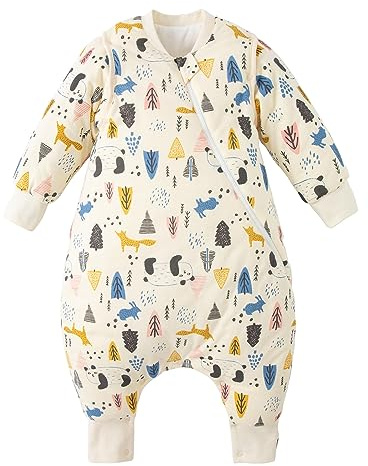 Duomiaomiao 3.5 TOG Toddler Sleep Bag 2-3T 100% Cotton Winter Side Open Zipper Baby Sleep Sack with Feet, Warm Toddler Wearable Blanket